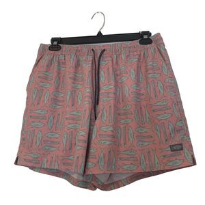 AFTCO Swim Trunks Shorts Mesh Pink Fish Print - Mens XL